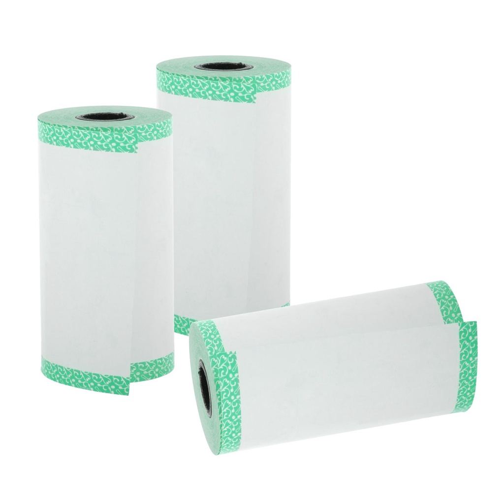 Bộ 3 Giấy In Nhiệt Mini Viền Màu Kích Thước 57x30mm Không Dính Để Chọn