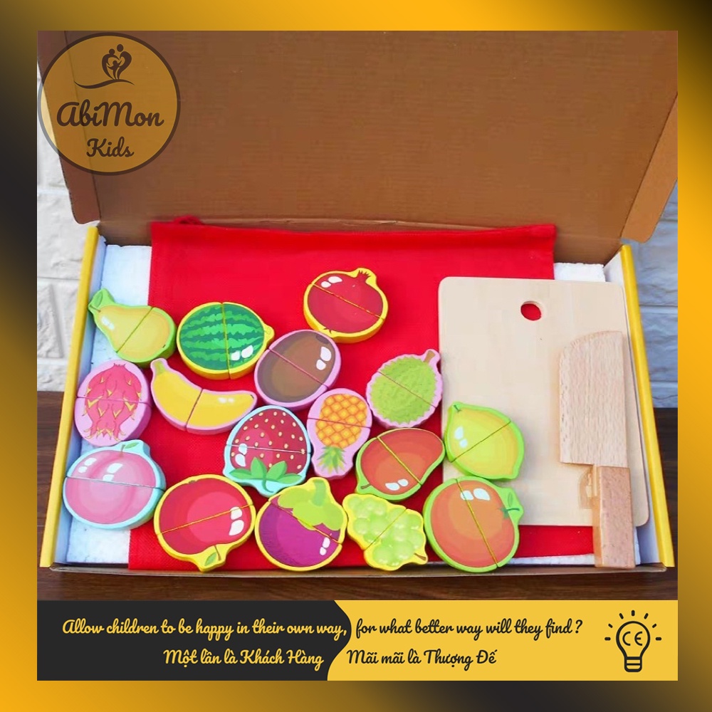 Bộ Cắt Hoa Quả, Rau Củ Bằng Gỗ Cho Bé ☘️ Montessori cao cấp ✨ Đồ chơi Gỗ - Giáo Dục - An toàn - Thông minh