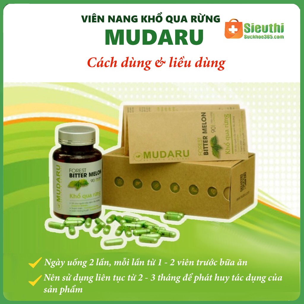 Viên Uống Khổ Qua Rừng Mudaru Hộp 90 viên nang Siêu Thị Sức Khoẻ 365