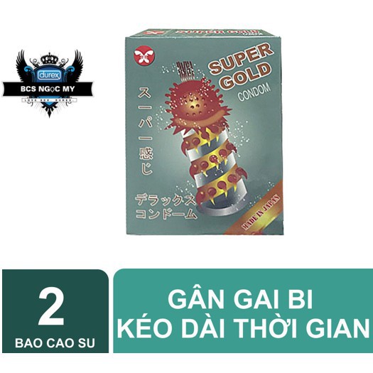 Bao cao su gai Super Gold, hộp 2 cái