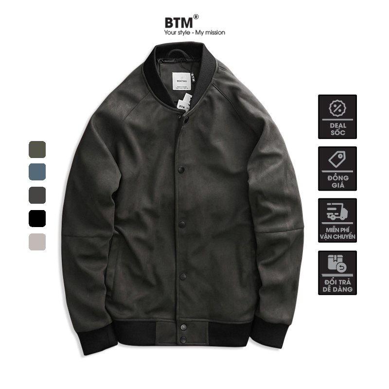 Áo Khoác Bomber Nam BTM Chất Da Lộn Classic Phong Cách 12.511 - BENTINO