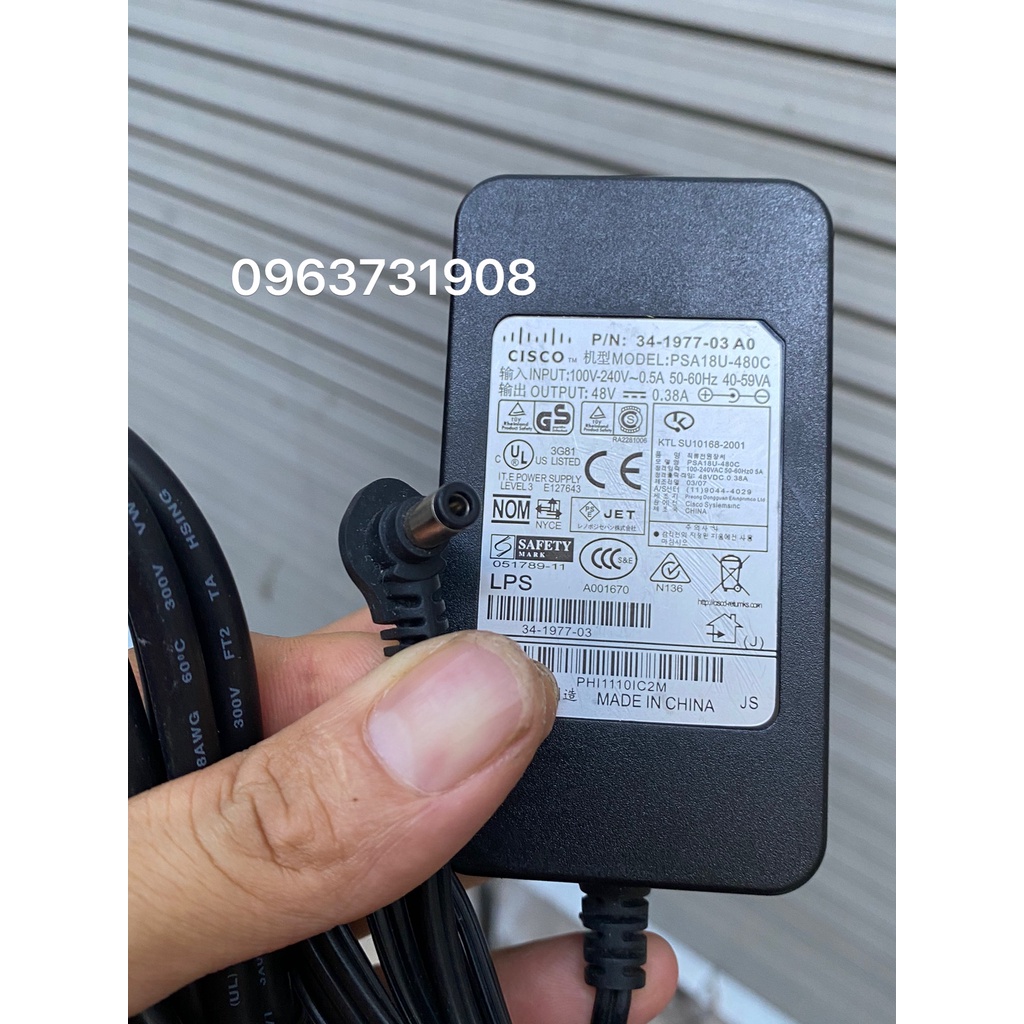 Adapter nguồn điện thoại IP phone Cisco 48V-0.38A hàng cao cấp