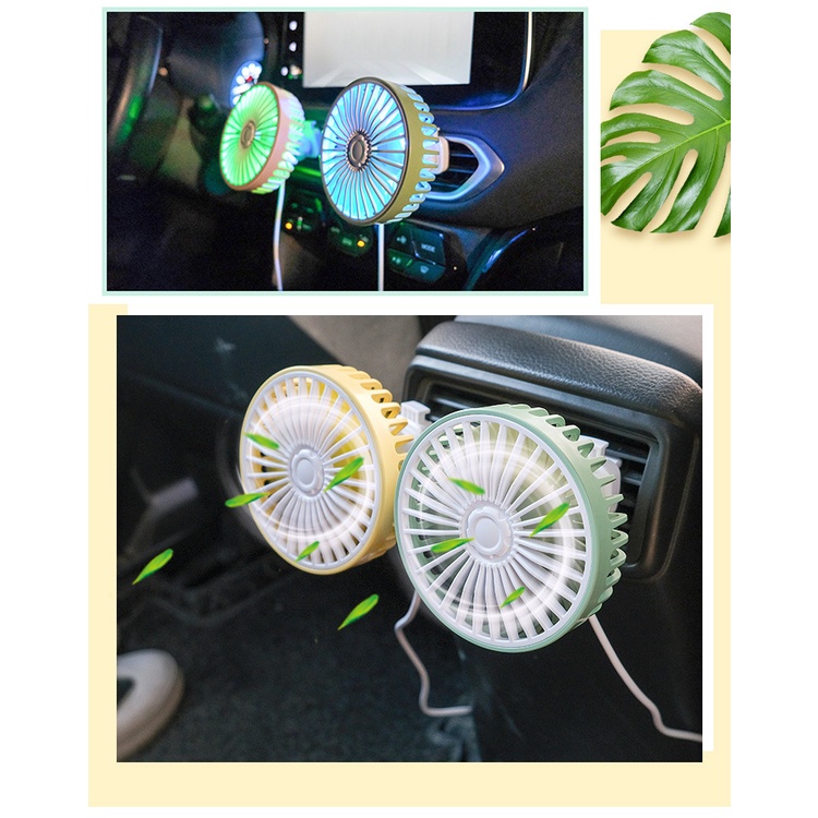 Quạt Mini Gắn cửa gió điều hòa ô tô , quạt kẹp máy lạnh xe hơi , để bàn làm việc kết hợp đèn