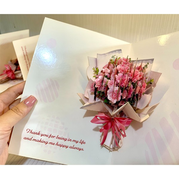 Thiệp Hoa 3D TAYTA đẹp độc đáo sắc Hồng trang nhã Quà 8-3 ý nghĩa cho mẹ và bạn gái