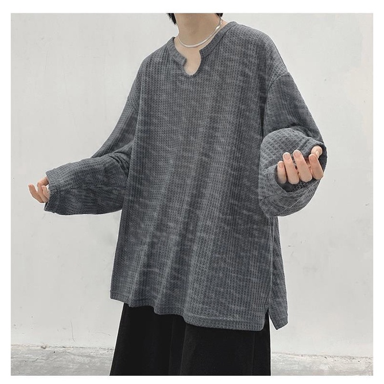 ÁO DÀI TAY LEN TỔ ONG COTTON FORM RỘNG MỀM MỎNG THU ĐÔNG UNISEX