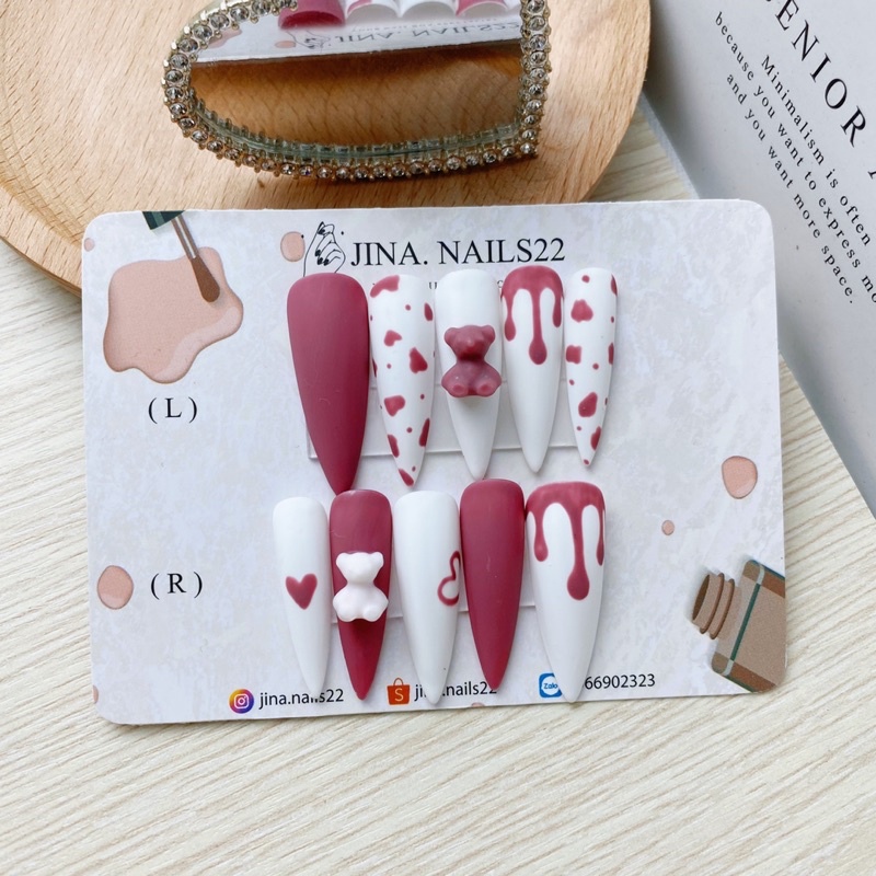 Nailbox móng giả móng úp charm gấu giọt nước