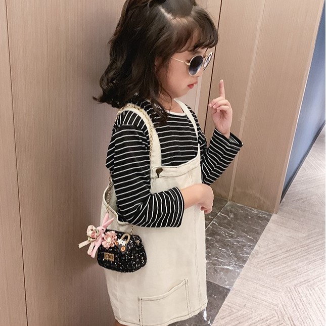 Túi đeo chéo dáng vuông họa tiết hoa dễ thương thời trang cho bé gái