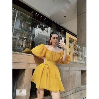 Đầm oganza xoè tay bồng