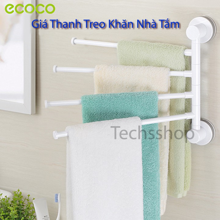 Giá Treo Khăn Tắm Dán Tường Ecoco E1610 Có 4 Móc Thanh Xoay 180 Độ