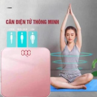 Cân điện tử cân sức khỏe sạc USB mặt kính cường lực tích hợp chức năng đo nhiệt độ tặng kèm thước dây và sạc USB !