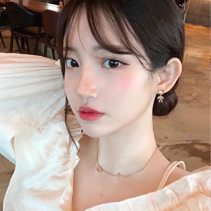 Bông Tai Mạ Bạc 925 Hình Gấu Đính Đá Dễ Thương Thời Trang