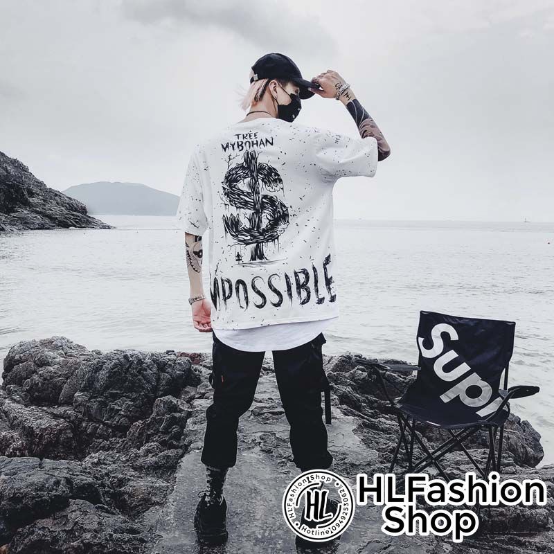 Áo thun tay lỡ form to rộng Impossible $ siêu ngầu, áo phông phom rộng HLFashion