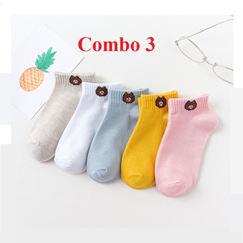 Combo 5 đôi tất nữ ngắn Hàn Quốc đủ mã