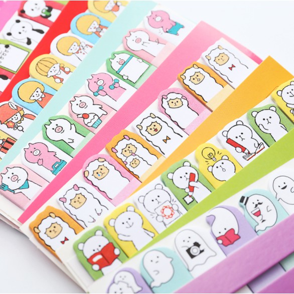 Bộ dấu trang 120 tờ, bookmark, ghi chú dấu trang cho sách, vở hoạt hình cute