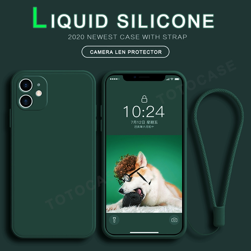 Ốp Điện Thoại Silicon Màu Kẹo Mềm Có Dây Đeo Cho iPhone 6 6S 7 8 Plus X XS MAX XR