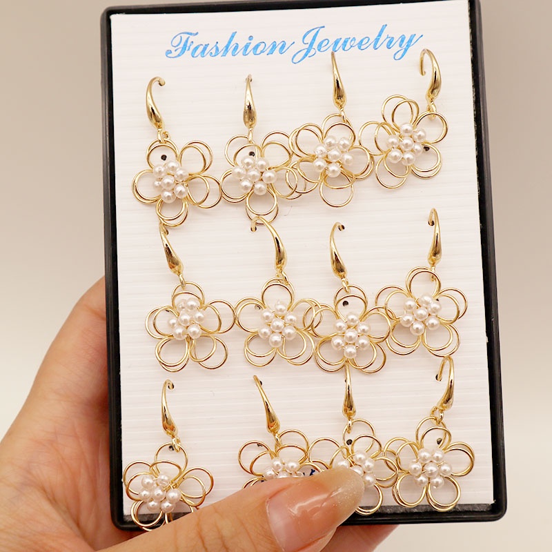 2pairs Bông tai dáng dài đính ngọc trai phong cách Nhật Hàn thời trang cho nữ