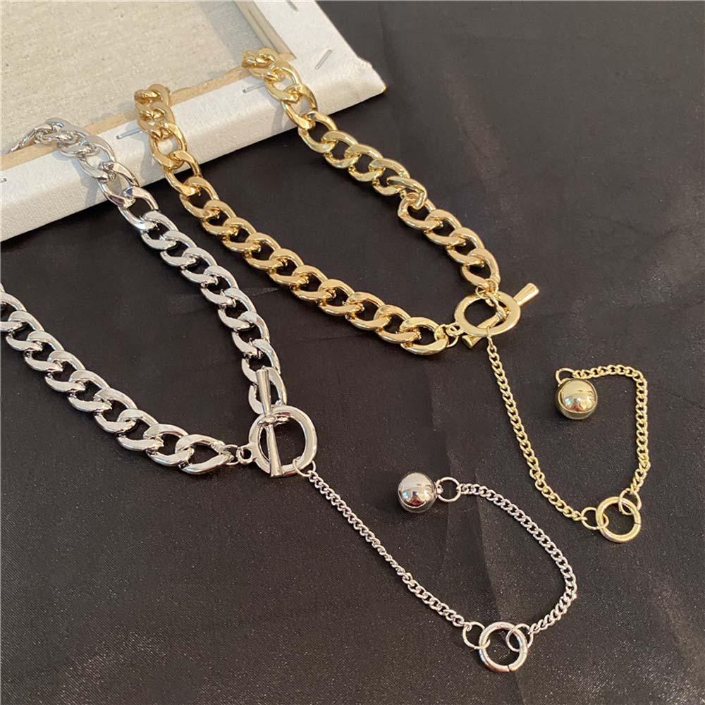 Needway Vòng Cổ Choker OT Khóa Quả Bóng Kim Loại Tua Rua Dày Đơn Giản Cổ Điển Cho Nữ