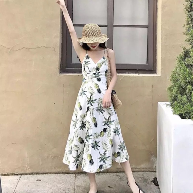 Váy maxi dứa buộc dây