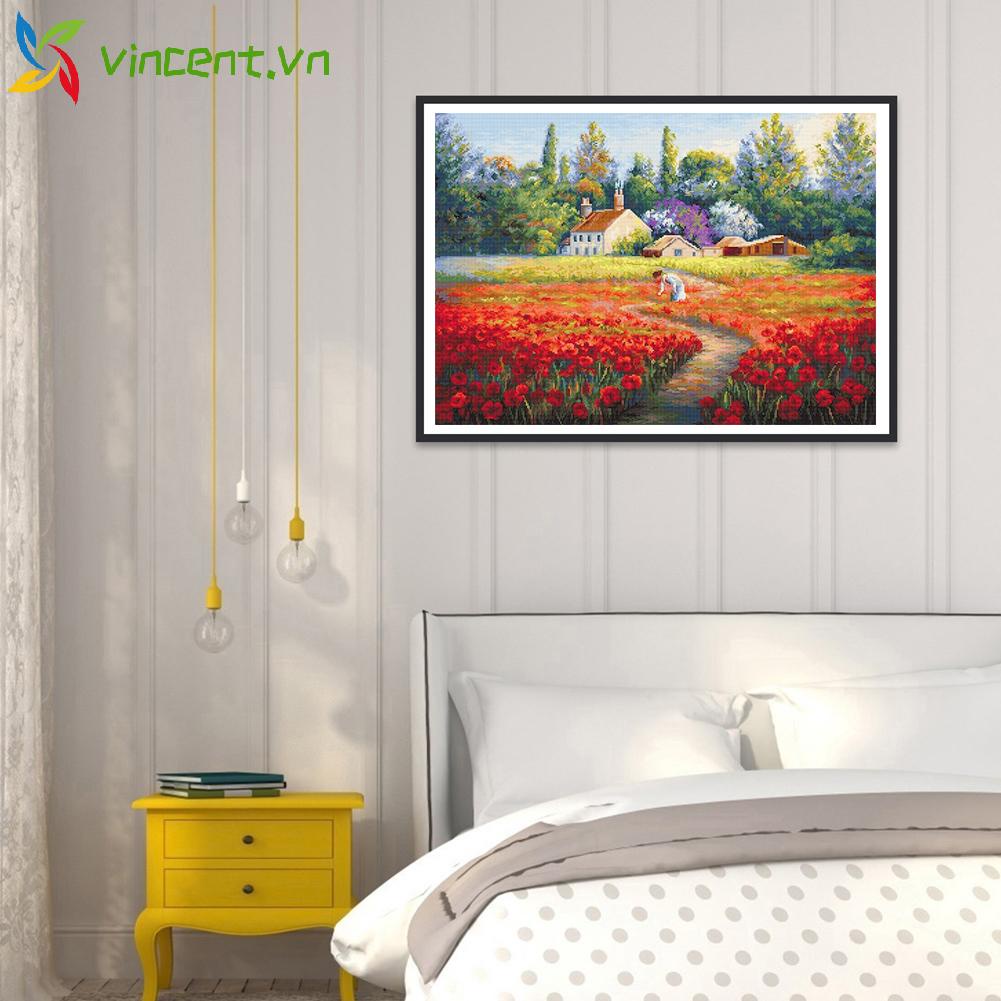 Set tranh thêu chữ thập hình hoa tulip đẹp mắt 11CT DIY