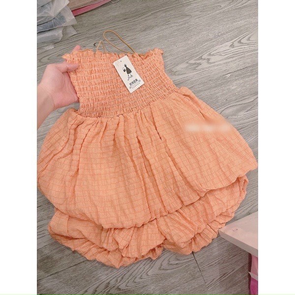 sét bộ đùi xốp phồng bí phối áo kiểu nhúm 2 dây bún hot