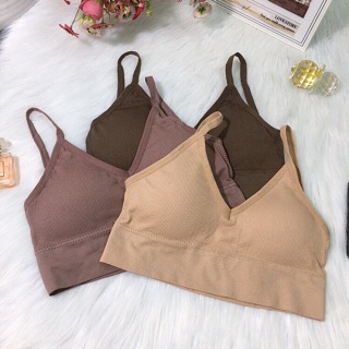 Áo bra gân 2 dây cổ V
