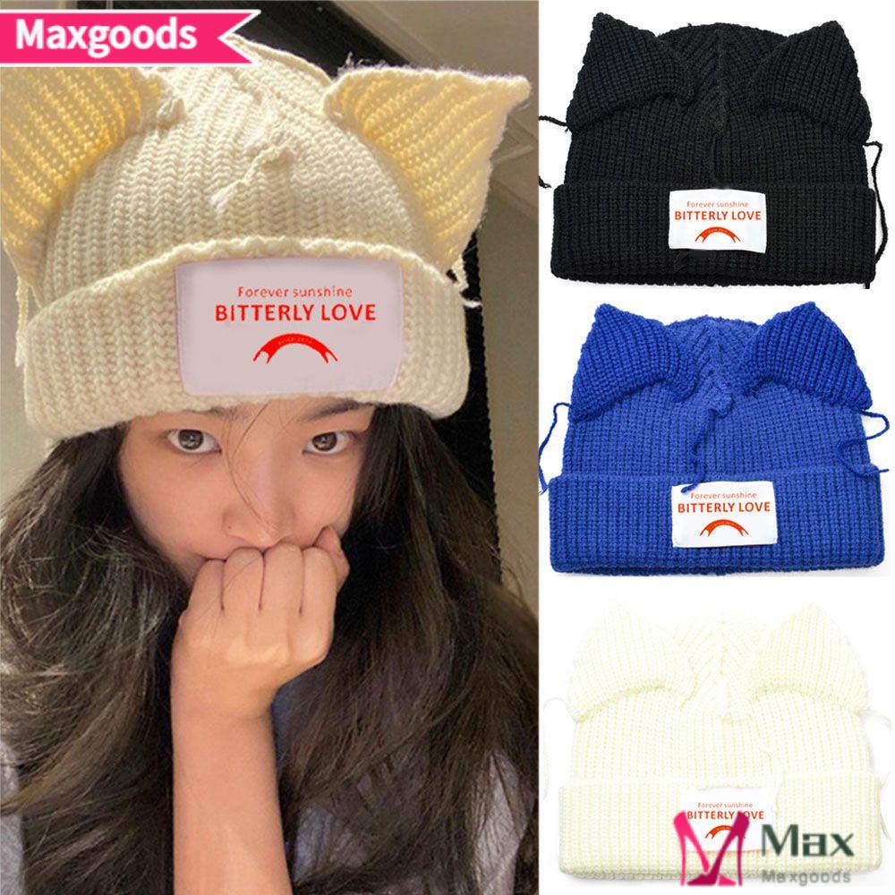 Mũ Len Dệt Kim Đính Tai Mèo Thời Trang Thu Đông Cho Các Cặp Đôi