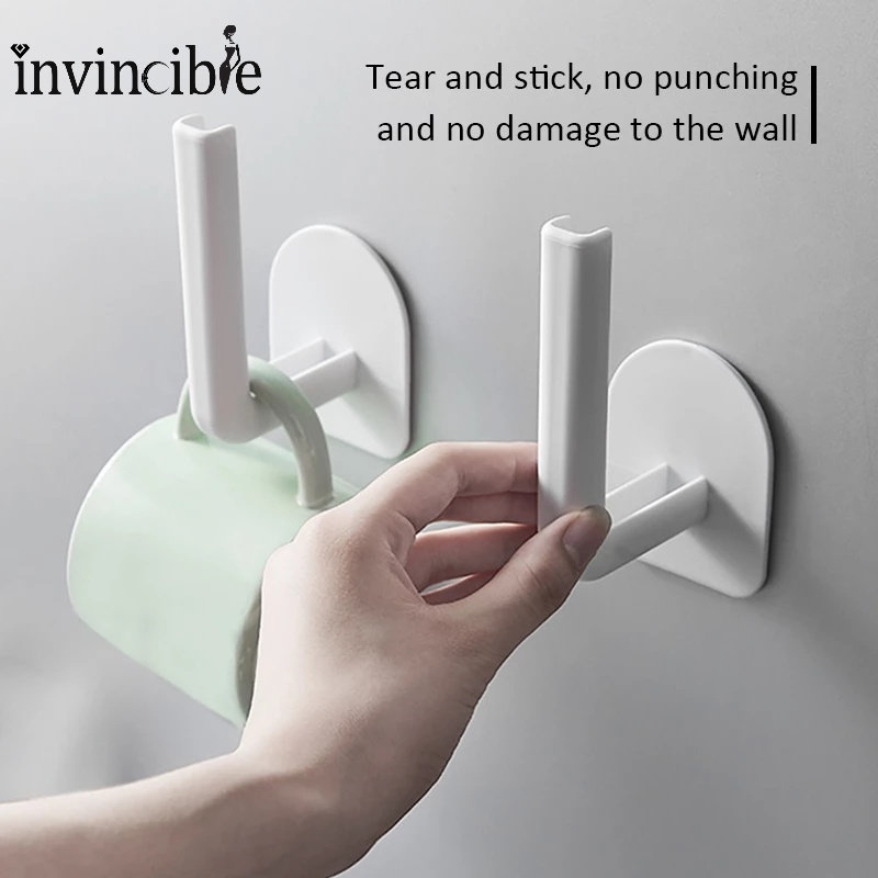 Multifunctional Self Adhesive Storage Hanging Hooks/ Wall Mount Kitchen Bathroom Punch-free Hanging Storage Rack Holder