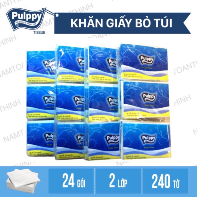 Combo 4 bịch giấy ăn Pulppy lụa tiện lợi (6 gói/ 1 bịch)