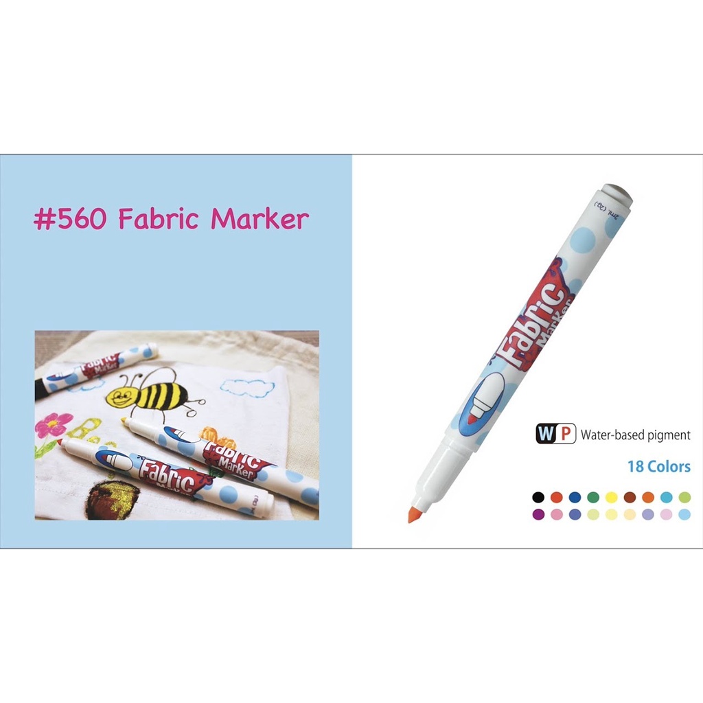 [Giao hoả tốc] COMBO 2 bút lông màu vẽ vải Fabric Marker Pen Marvy 560