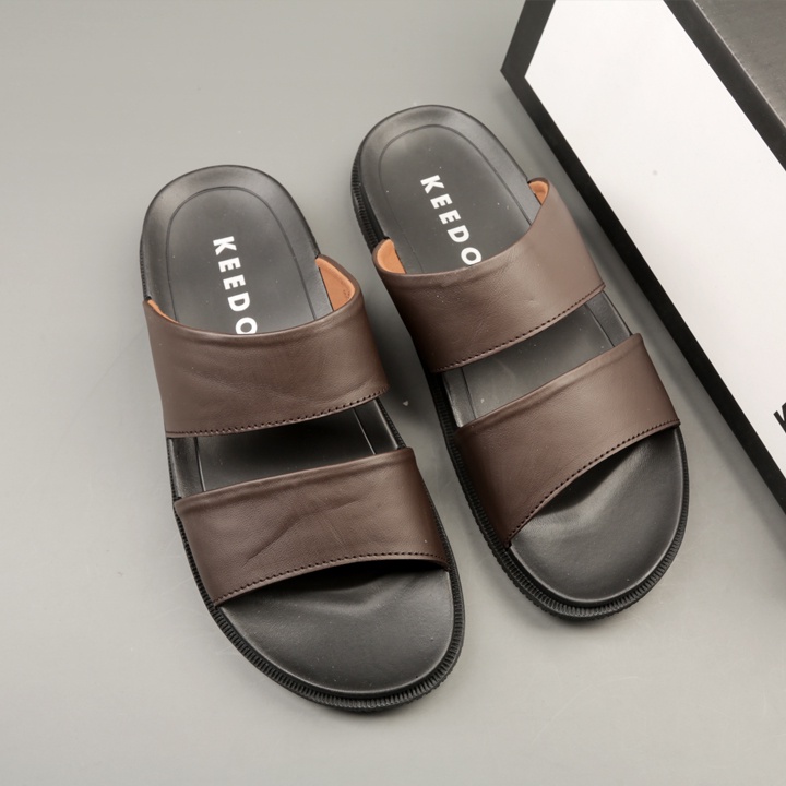 Dép quai ngang hàng hiệu da bò thật KEEDO TN-9021