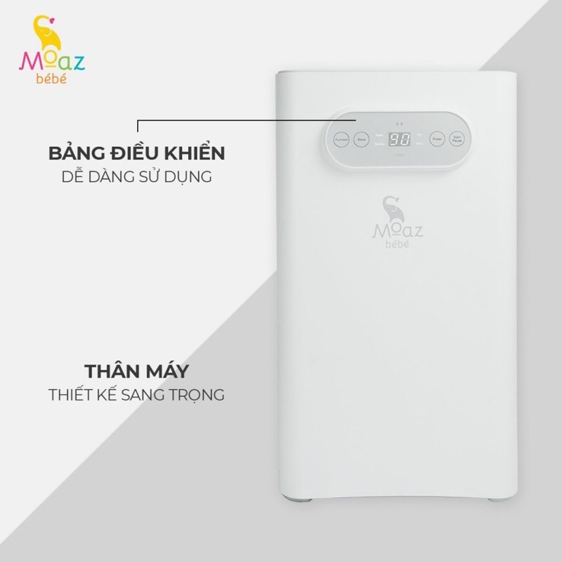 Máy Rửa Bình Sữa Và Tiệt Trùng Sấy Khô Đồ Dùng Cho Bé Moaz Bebe MB-035 Chế Độ Làm Sạch Và Bảo Quản Tự Động