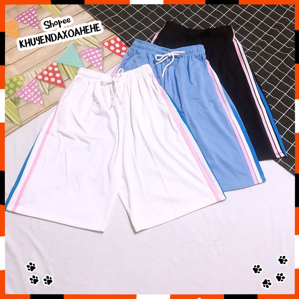 Q003 Quần đùi 3 sọc màu dây rút short ngắn ống rộng Ulzzang, quần sooc nữ thể thao trẻ trung Hàn Quốc cute xinh xắn