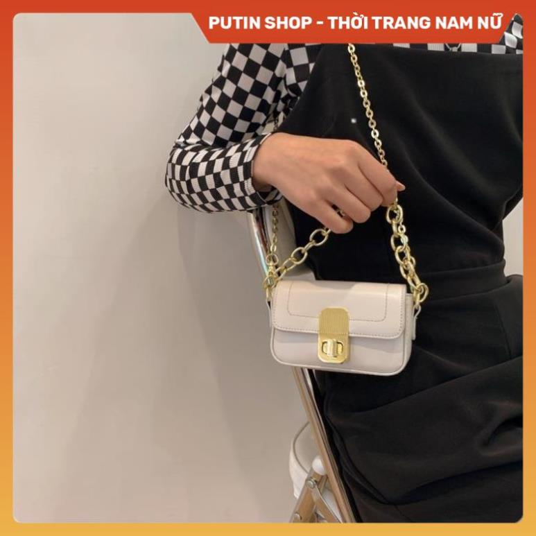 Túi Xách Nữ Mini Xinh Xắn Thời Trang Phong Cách Hàn Quốc , Túi đeo chéo 3 màu  kèm dây xích bản to siêu đẹp
