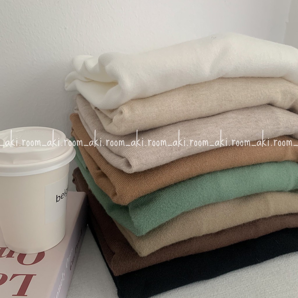 Áo len trơn basic cổ tròn dài tay chất mịn, mềm