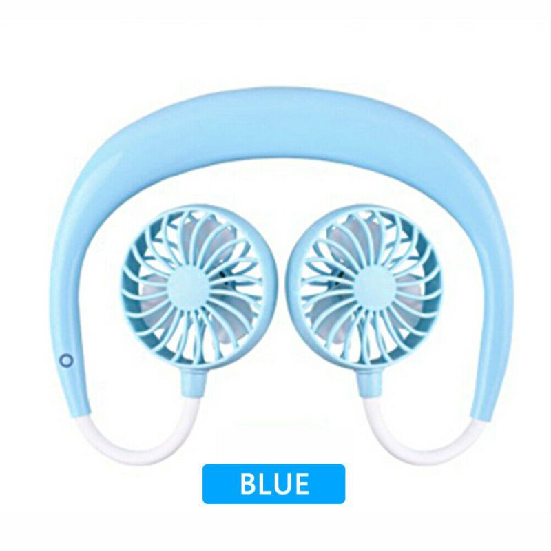 SEL❤Hands-free Neck Band Hands-Free Hanging USB Rechargeable Dual Fan Mini Air Cooler Summer