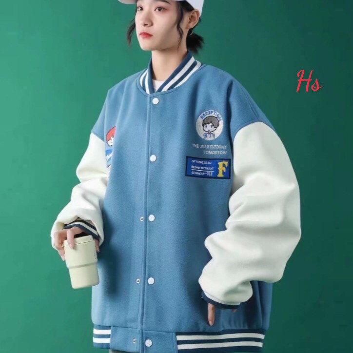 Áo khoác bomber logo cậu bé reception,chất dày dặn,hàng xịn - Shop Q&amp;V SP000627