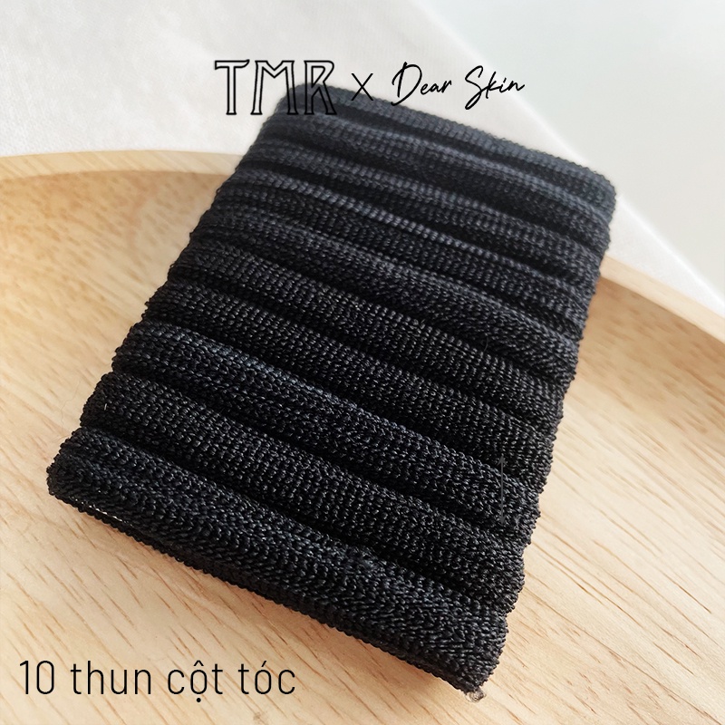 Dây cột tóc TMR chính hãng thun co dãn cực tốt  dày dặn màu đen tiện dụng