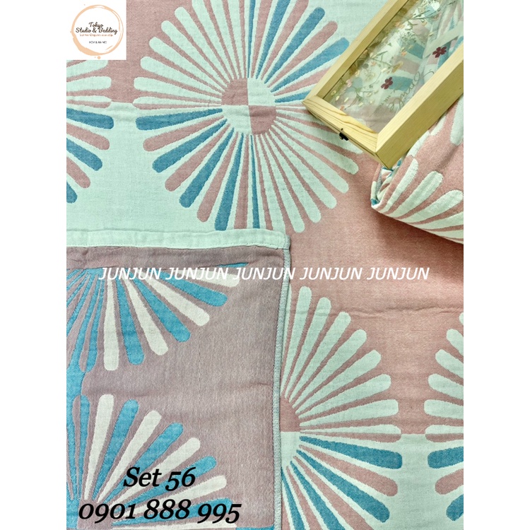 N28_SET Chăn Ga Gối vải Xô Organic cotton dòng Basic