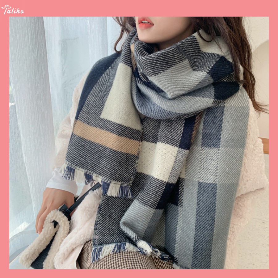 [Hàng Xịn, Giá Tốt] Khăn Len Dày Nam Unisex Họa Tiết Caro Ulzang Ấm Áp Mùa Đông - Mã KLN009