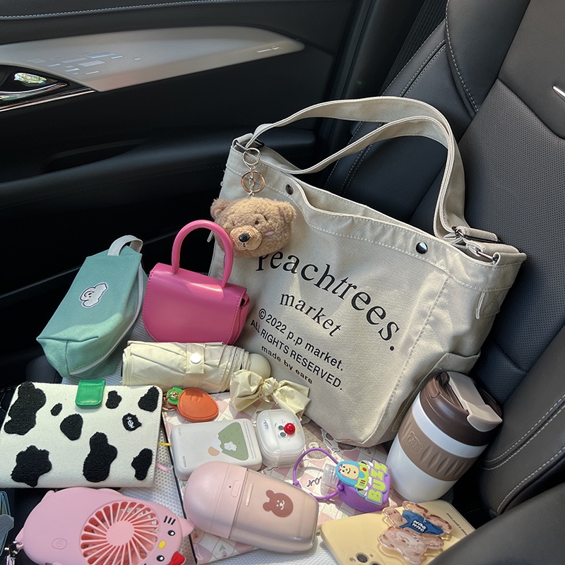 Túi xách IELGY vải canvas cỡ lớn phong cách retro thời trang cho nữ