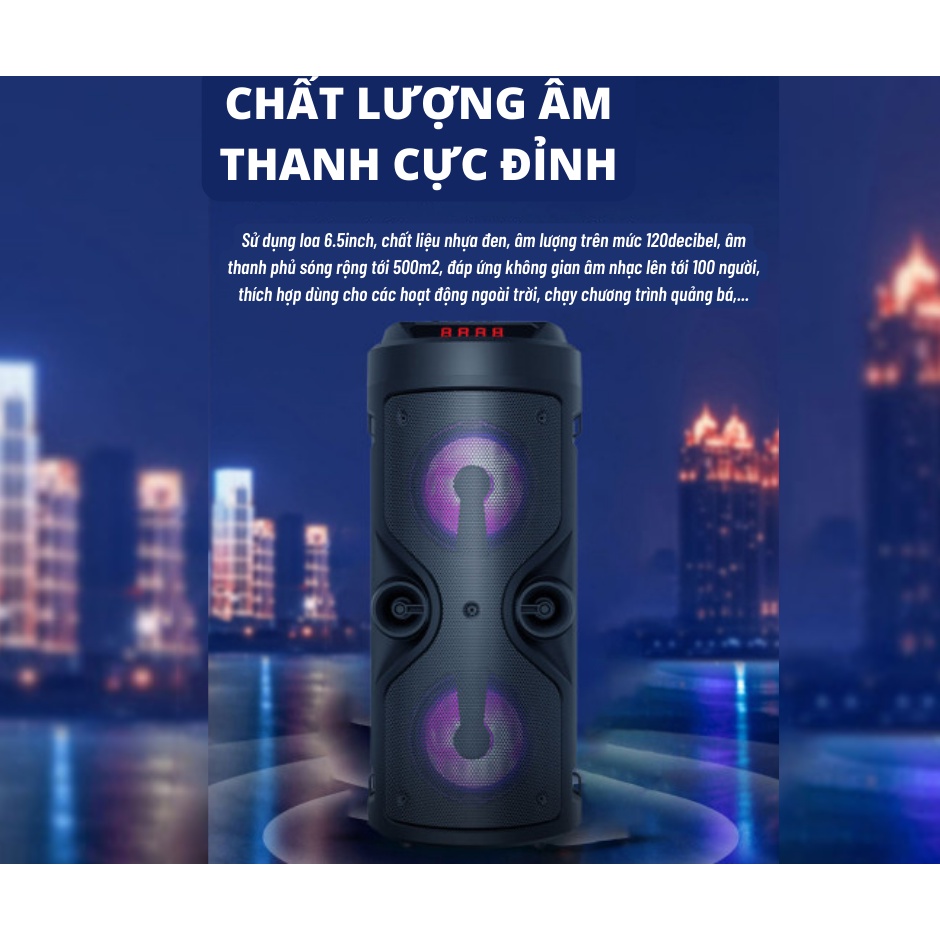 Loa Bluetooh Karaoke âm thanh cực lớn, chuyên dụng cho phòng nhảy,âm thanh sắc nét, đèn Led đẹp mắt