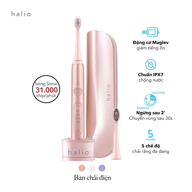 Combo Bàn chải điện Halio Toothbrush Rose Gold & Máy Rửa Mặt Baby Pink