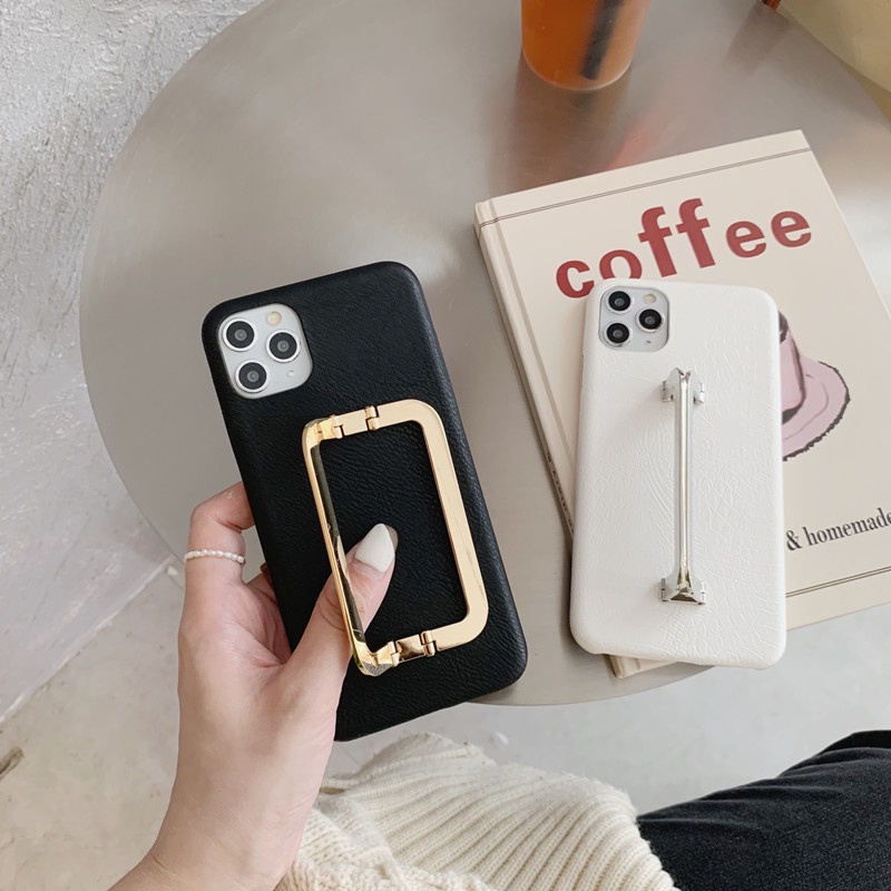 Ốp Điện Thoại Da pu Mềm Họa Tiết Hoa Hồng 3 Mặt Có Giá Đỡ Kim Loại Cho iphone15 14 13 12pro 11 xsmax xr 7 / 8plus se2020 14pro
