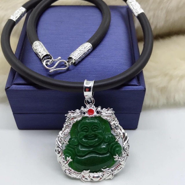 Dây da + mặt phật bọc bạc