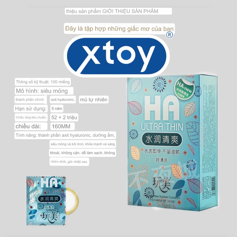 Bao Cao Su HA Ultra Thin hộp 100 cái, siêu mỏng, nhiều gel, bcs gia đình, nhà nghỉ, nội địa trung quốc