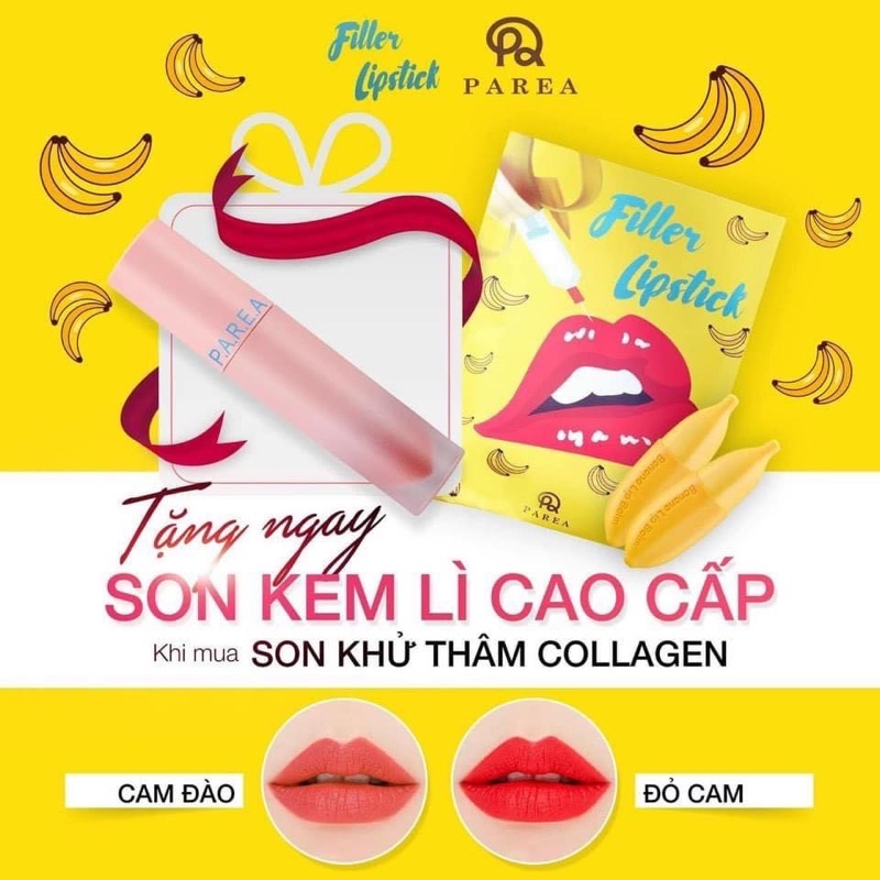Son Chuối Banana Filler Lipstick Collagen Cải Thiện Thâm Môi, Mờ Nhăn, Căng Mọng, Quyến Rũ