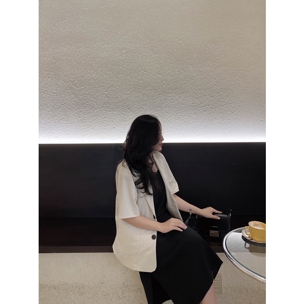 Áo khoác blazer ngắn tay chất linen thiết kế Ma Vie | BigBuy360 - bigbuy360.vn