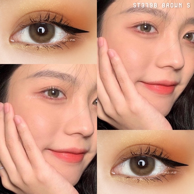 Kính Áp Tròng ST3798 Brown Nâu Tây Trăng Khuyết Size S Có 0-6 Độ Cận (Lens Nâu)