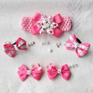 Set băng đô thun hoạt tiết cherry