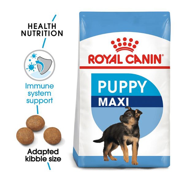 Thức ăn cho chó con có cân nặng tối đa từ 26 - 44kg và dưới 15 tháng tuổi Royal canin Maxi Puppy túi 10kg